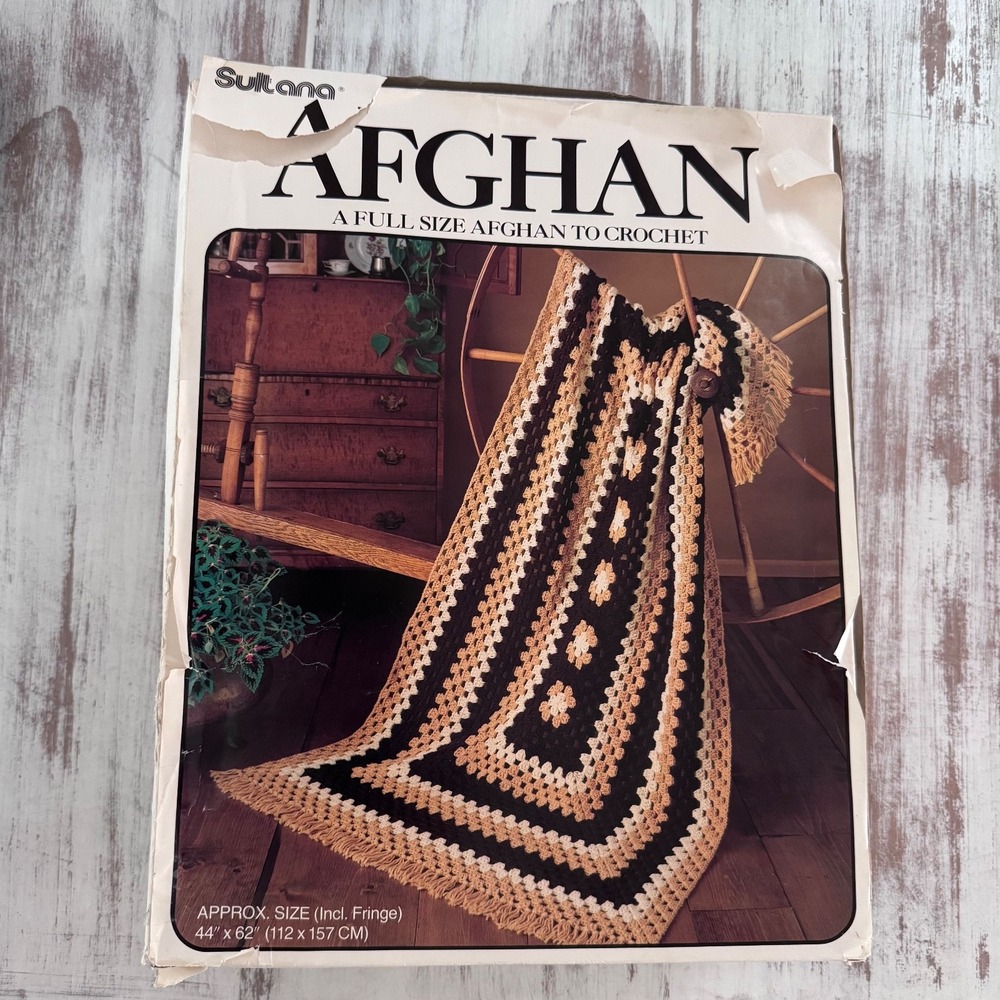 Vintage Sultana Afghan Kit 37003 Country Granny Style Browns‎ Color Scheme